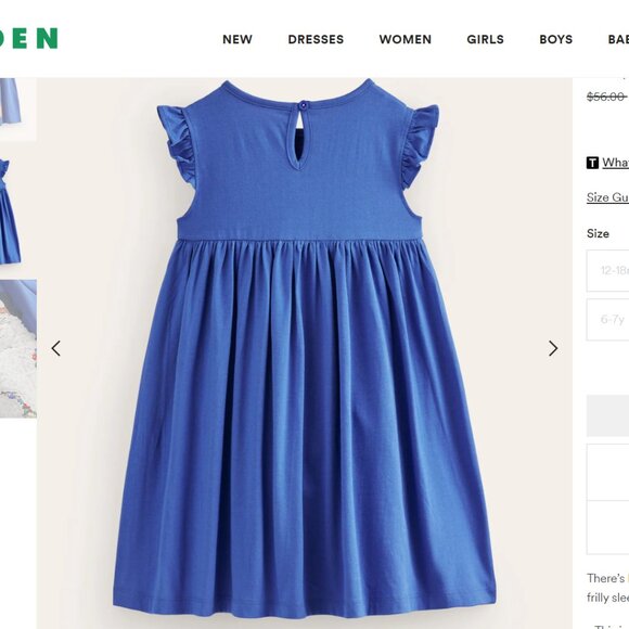 NWT Mini Boden Frill Sleeve Appliqué Dress - Picture 2 of 4